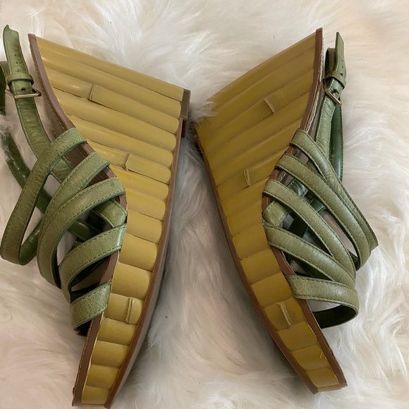 Linea Paolo Bamboo Wedges. Green/Brown. Sz 8 - Picture 4 of 8